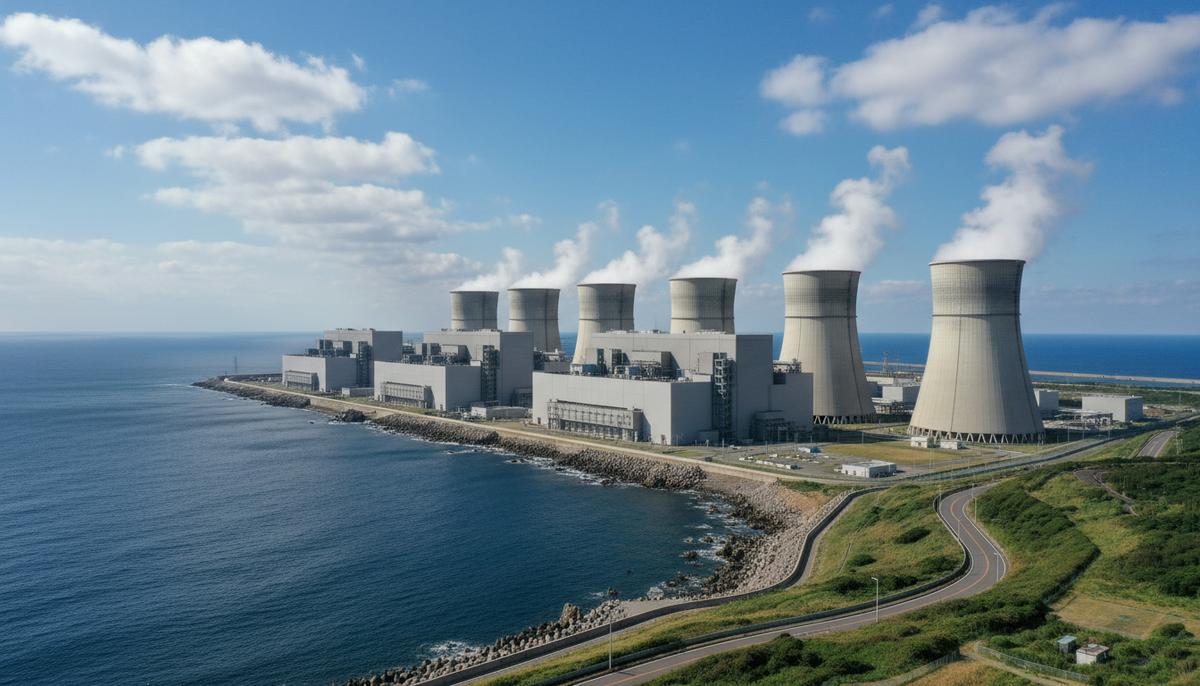 Крупнейшая в мире атомная электростанция Касивадзаки-Карива с несколькими энергоблоками, расположенная на побережье Японского моря.