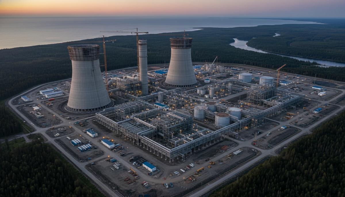 Строящаяся газовая электростанция с двумя энергоблоками и промышленной инфраструктурой на побережье Вьетнама.