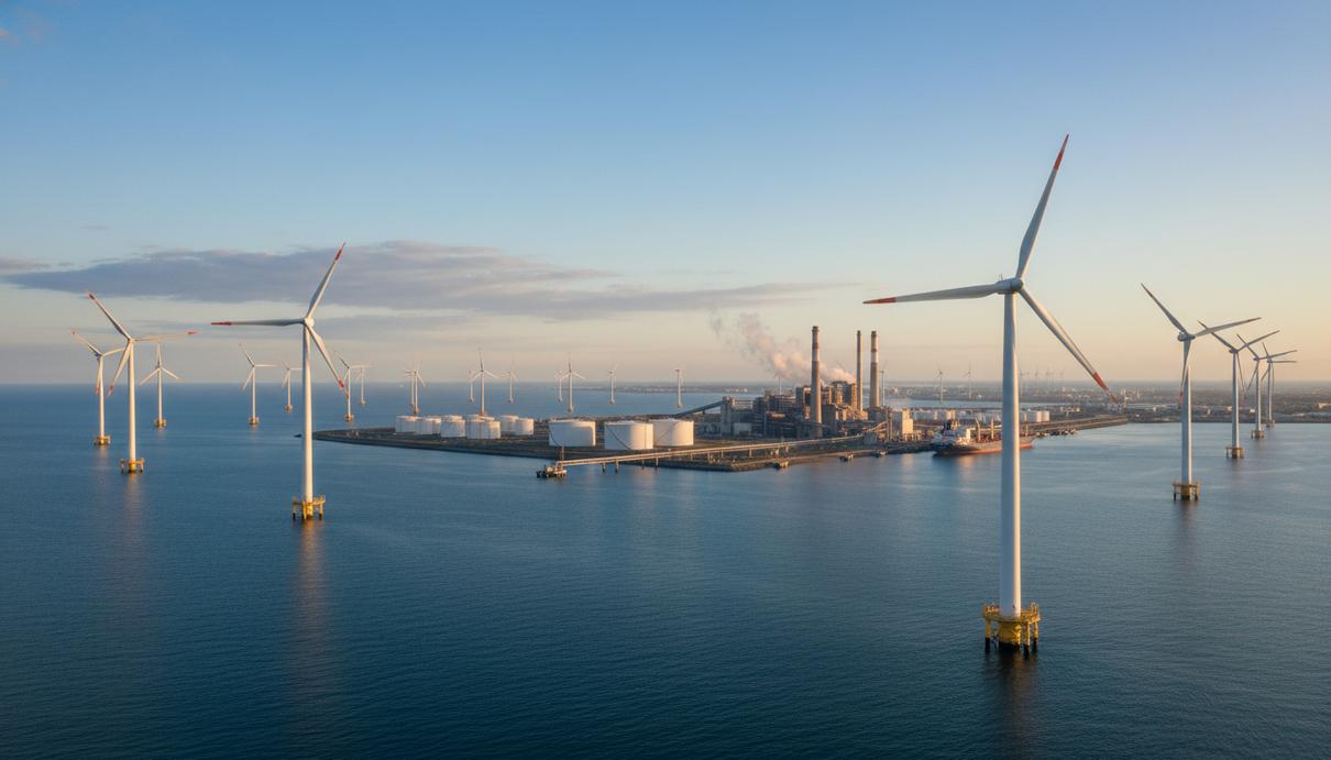Морские ветряные генераторы и промышленный энергетический комплекс на морском побережье
