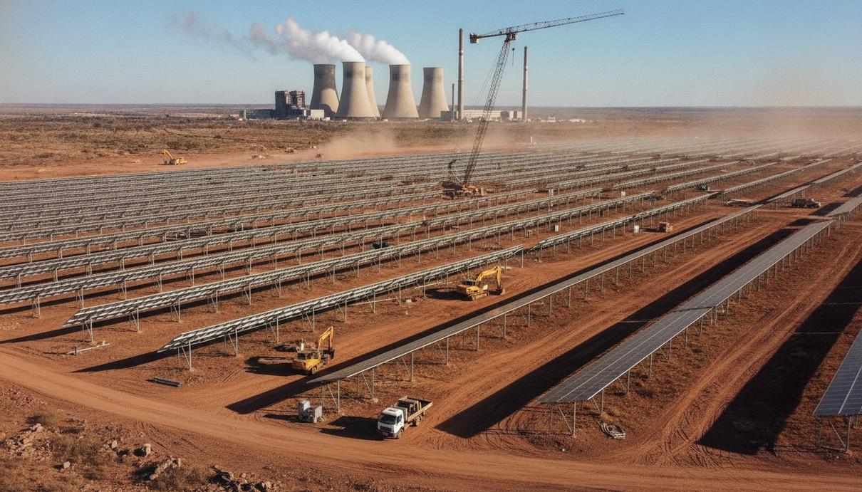 Eskom создала компанию для строительства 6 ГВт ВИЭ-мощностей в ЮАР Новая солнечная электростанция строится на фоне старой угольной ТЭС в Южной Африке.