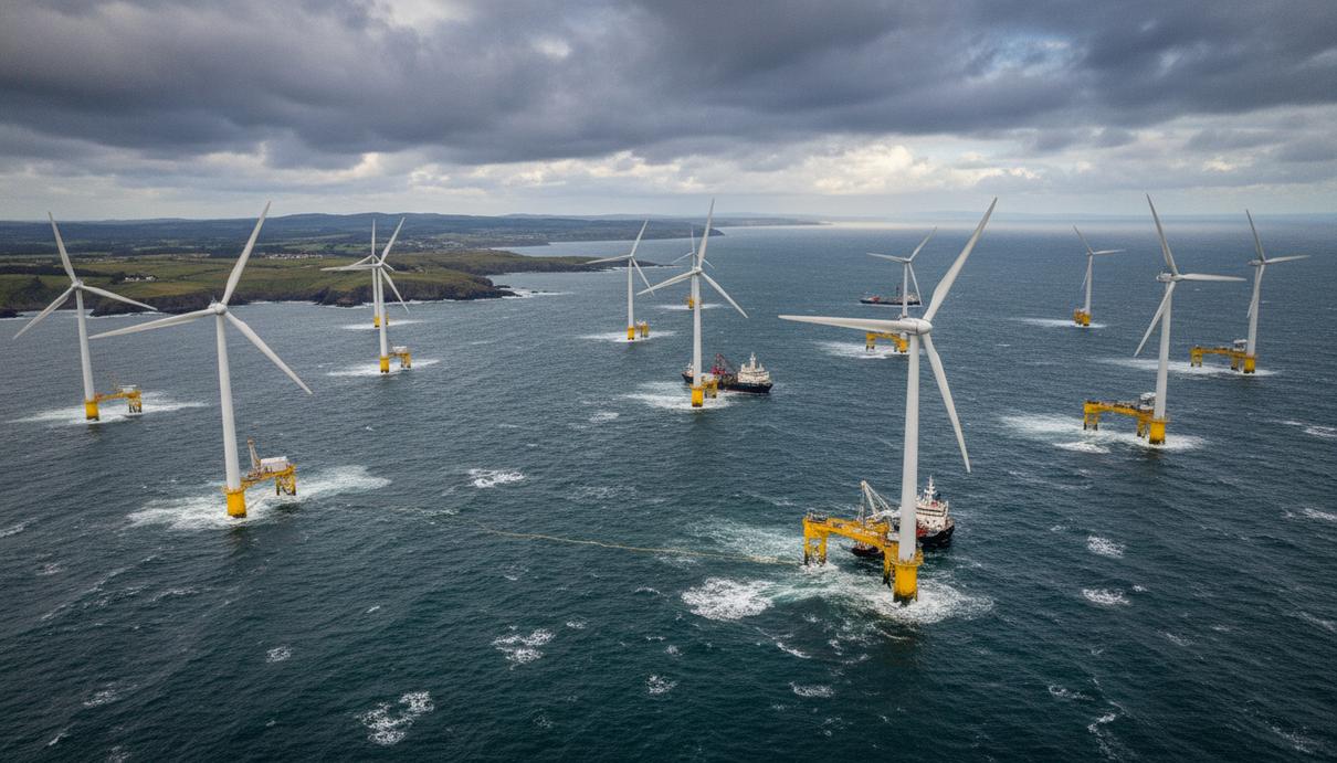 Ocean Winds получила разрешение на строительство ВЭС Caledonia на 2 ГВт Морская ветроэлектростанция с донными и плавучими турбинами в неспокойном Северном море у берегов Шотландии.